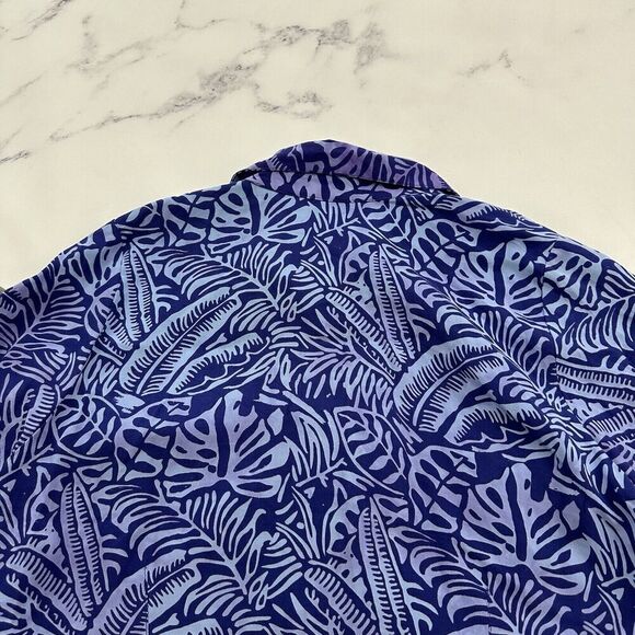 Blue Ginger Womens Button Up Blouse Top Size S Purple Tropical Leaf Floral - Picture 9 of 12